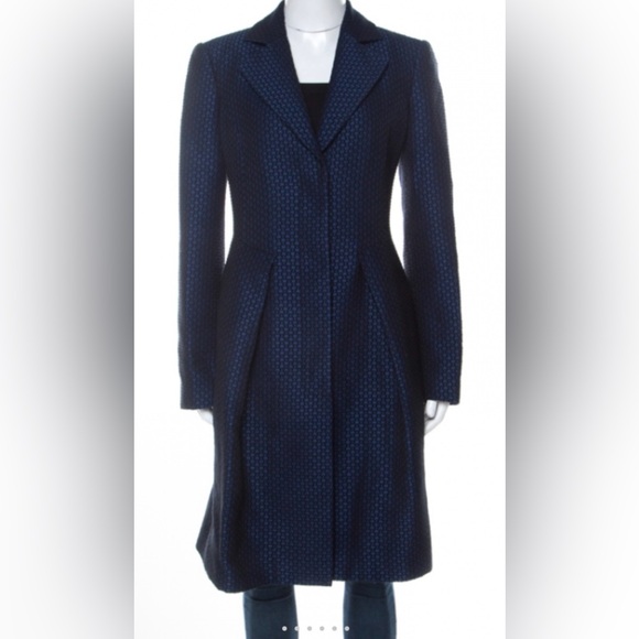 Emporio Armani Jackets & Blazers - Emporio Armani Blue Wool Jacquard Mid Lengtb
A-Line Coat